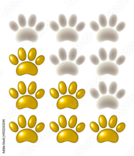 Set of colorful cat paw and footprints review or rating scores