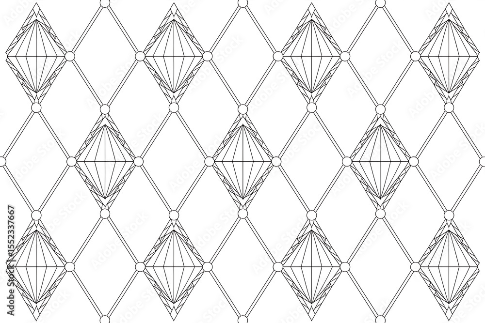 Fototapeta premium Geometric diamond pattern with intricate shapes. 