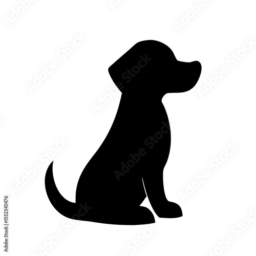 A simple graphic of a sitting puppy in black against a white backdrop is presented here nicely today