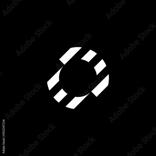 3d graphic of a black symbol made of many spheres