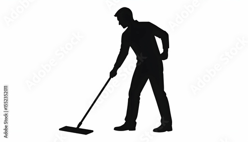 silhouette of a man with cleaner