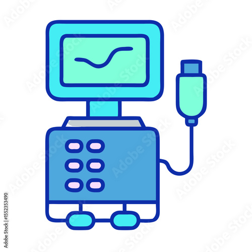 Medical ultrasound machine icon, healthcare equipment illustration, diagnostic concept