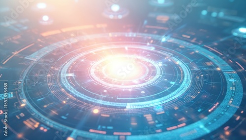 Wallpaper Mural Abstract tech background with circular pattern featuring dynamic lines, glowing elements. Futuristic digital design, evokes tech, data, science, energy. Suitable for tech promo, design, innovation. Torontodigital.ca