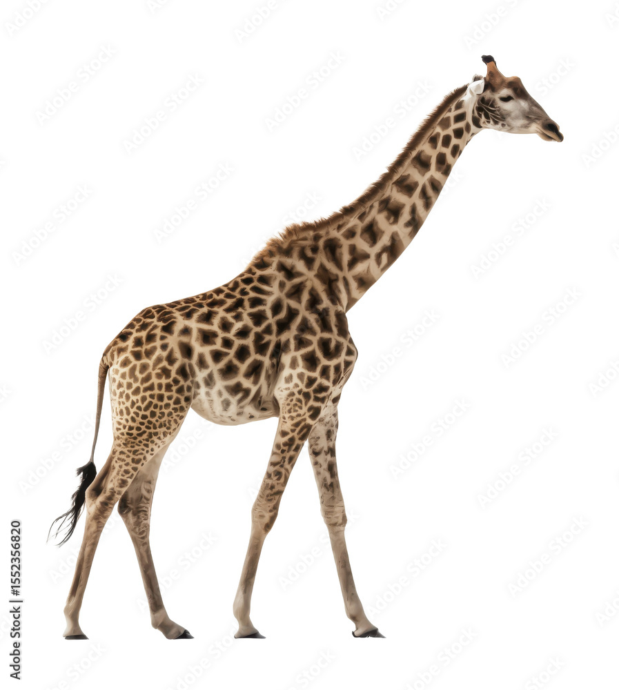 Naklejka premium Giraffe png wild animal png tall animal png safari animal png African animal png spotted giraffe png wildlife animal png transparent background image