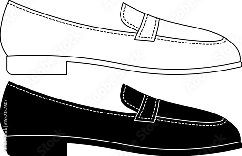 side view Slip-on shoe icon set