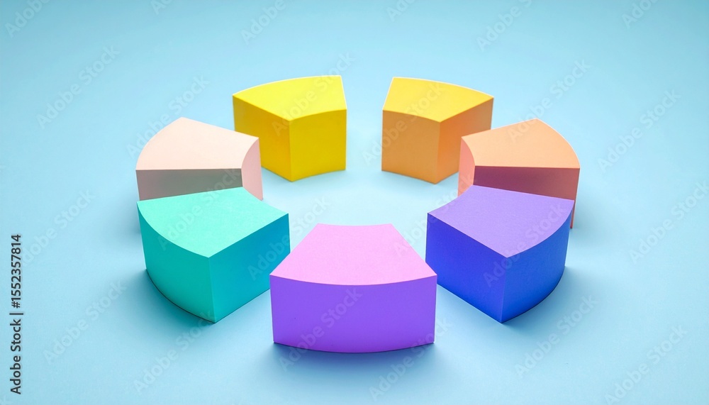 Obraz premium A structure in which multiple 3D chart elements are arranged in a circle and rotated