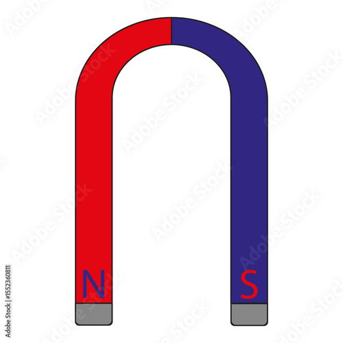 Magnet icon. Red and blue colors. Vector horseshoe shape.