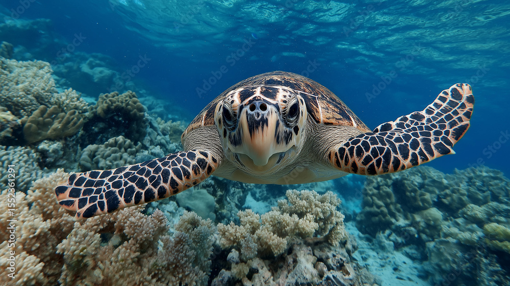 Obraz premium sea turtle swimming in blue lagoon