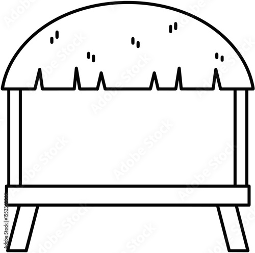 여름 시골 밭 농사 원두막 쉬는 곳 그늘 휴식 요양 휴가 일러스트