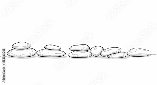 Zen stones line icon in sketch style for relaxation balance spa and harmony design
