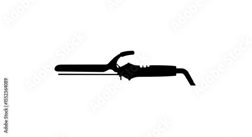 Curling iron black silhouette icon for hair styling salon and beauty design