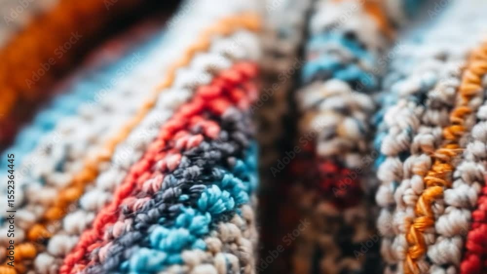 Colorful Knitted Textile Close Up Video Colorful Knitted Textile Close Up Video