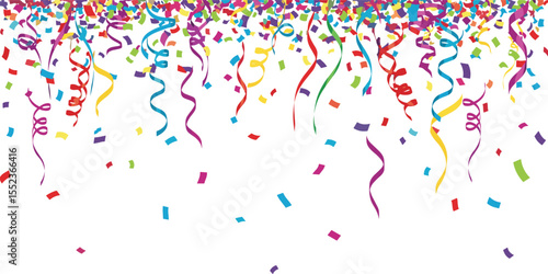 Confetti background. Colorful serpentine border