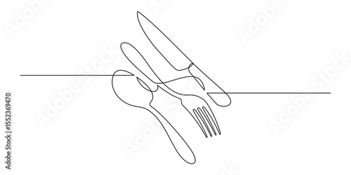 continuous line drawing of cutlery 8