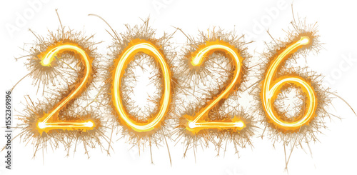 2026 sparkler fireworks number, vector logo isolated