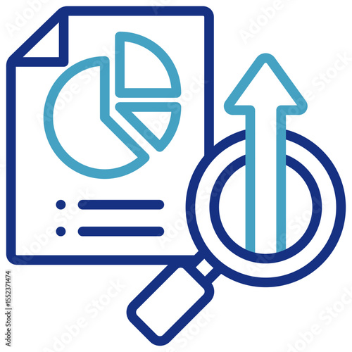 The icon represents concepts related to data analysis, market research, evaluation based on findings with the main goal of achieving growth, improvement or better results.