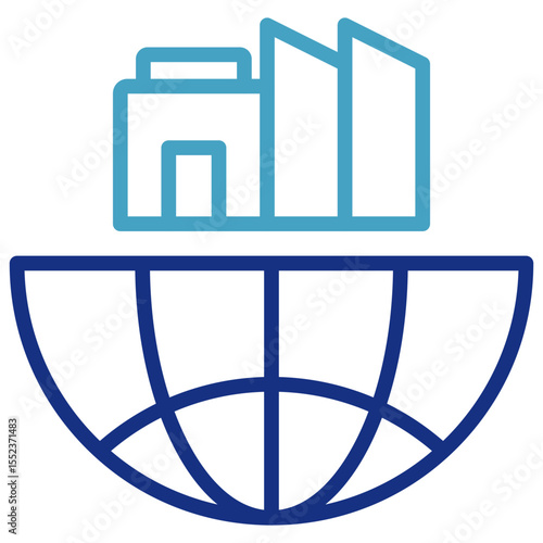 International impact icon of industrial development or global resource management activities that have broad impacts at the international or planetary level