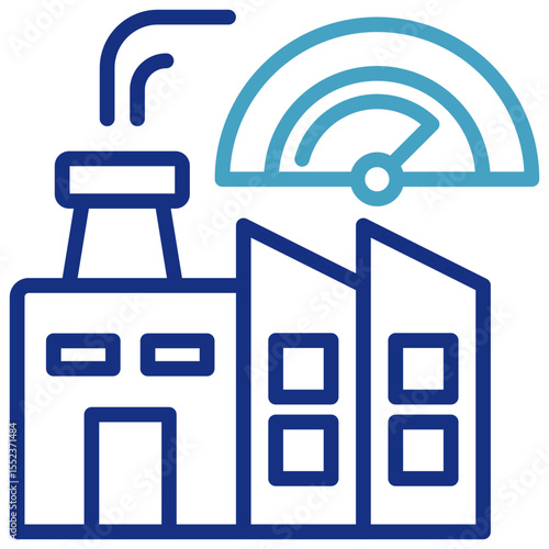 Single icon from a factory and a system that monitors parameters or performance for remote monitoring and control of machines, production lines or factory environments.
