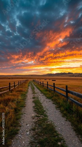 A dramatic timelapse sunset over a rural country road