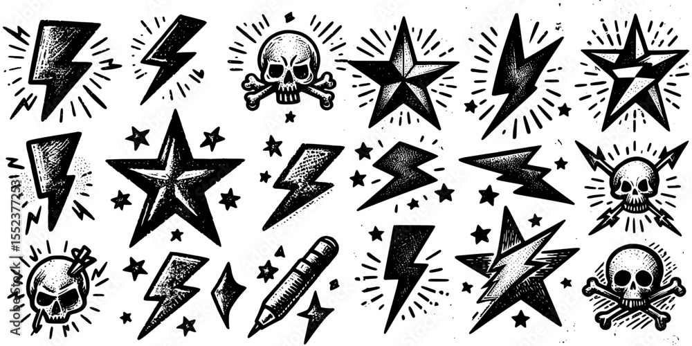 Obraz premium Rock and Roll Essentials, Iconic designs that celebrate the attitude and energy of rock and roll