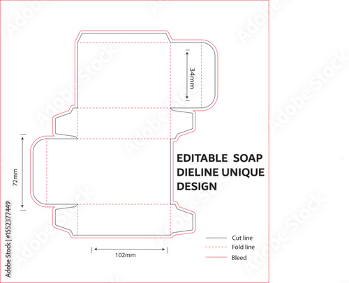 Soap Box Packaging Template Die Cut Layout Design Vector, soap packaging
