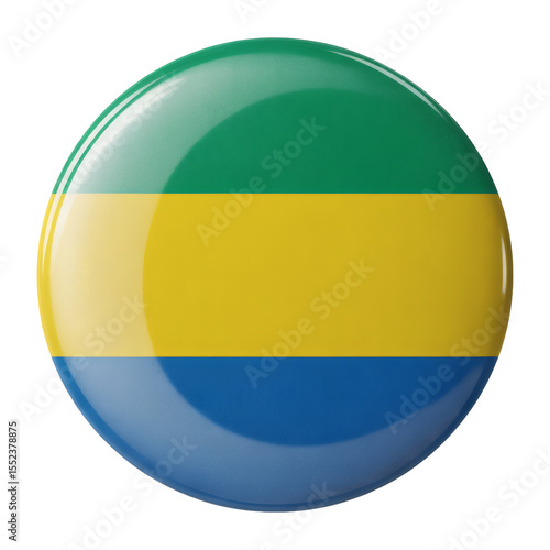 Free Download Glossy Round Flag Badge A Vibrant Pin Button Design Featuring the Colors of Gabon - GFXLoad