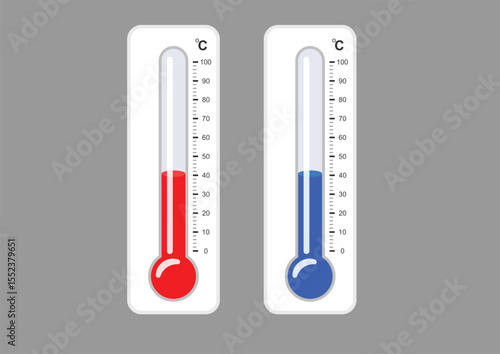 thermometer vector illustration. Temperature indicator. Celsius thermometer. Meteorological measurement. Equally divided thermometer.