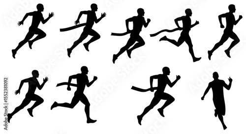 Wallpaper Mural Multiple running silhouettes showcase athletic competition and determination to win the race Torontodigital.ca