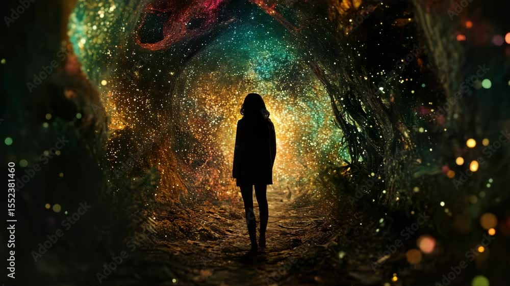 A person standing in the middle of a tunnel A person standing in the middle of a tunnel