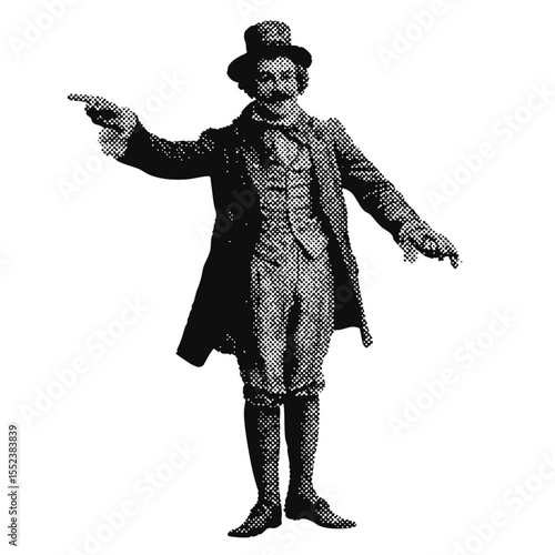 Circus ringmaster halftone grunge vector design element