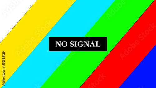 Classic television test pattern featuring colorful diagonal bars and a black rectangle displaying the words no signal indicating connection problems
