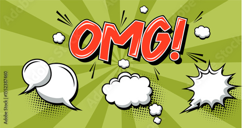 OMG comic bubble cartoon text in pop art