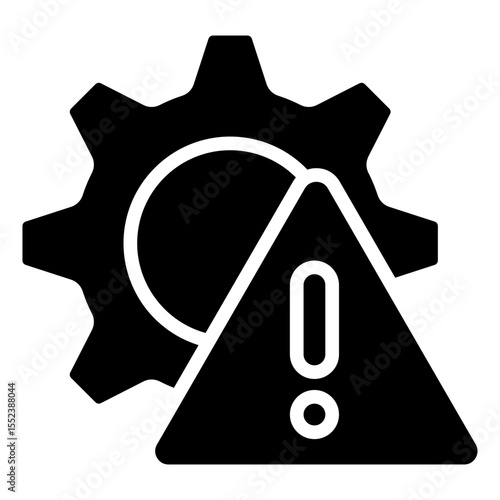 Warning or problem icon related to a system, process, or machine relate to the function or operation of a system, or a device is not working properly.