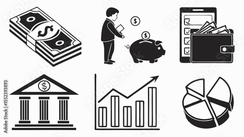Financial Management Icons Savings, Investment, and Growth