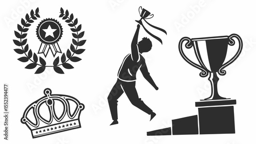 Celebrating Victory Achievement, Awards, and Triumph Icons