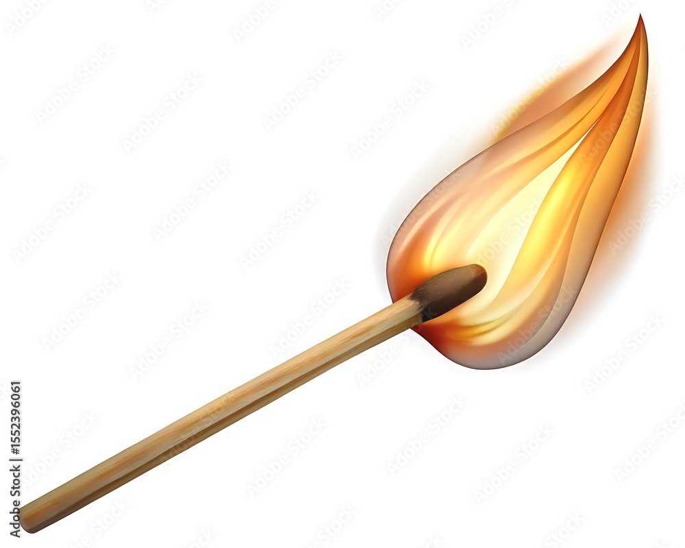 Burning Matchstick: A Detailed Close-up of a Lit Match Burning Matchstick: A Detailed Close-up of a Lit Match