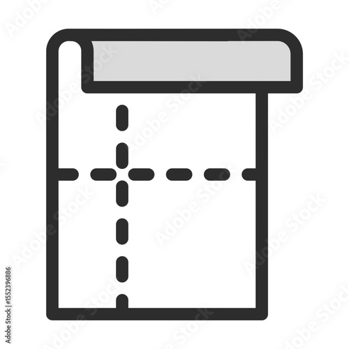 Folded Document Icon. Paper, file, sheet, note, page, map, blueprint, plan, report, contract, agreement, form, content. Editable vector line icon.
