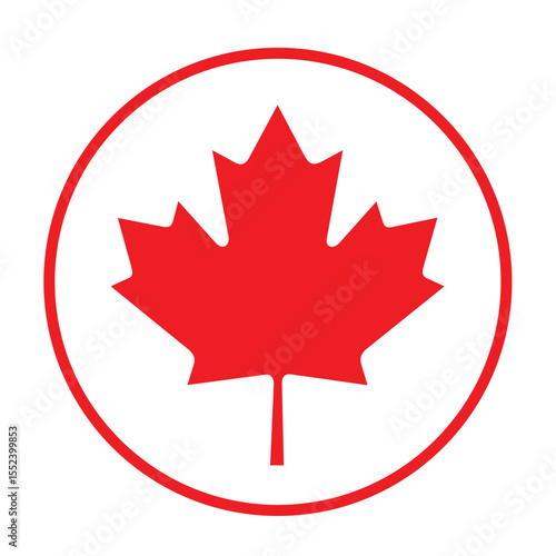Canada flag. Canada circle flag. Canadian button flag icon. Standard color. Circle icon flag. Computer illustration. Digital illustration. Vector illustration.