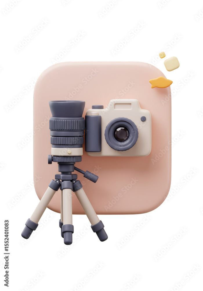 Fototapeta premium 3D Render Camera on Tripod Equipment for Professional Photography