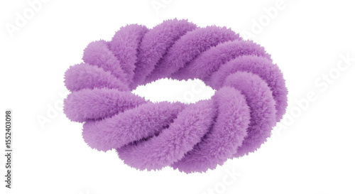 3D Rendering of Abstract Fluffy Purple Ring with Transparent Background