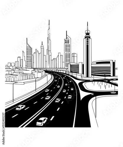 Line Art of Al Wasl Road, Dubai