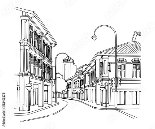Line Art of Amoy Street, Singapore