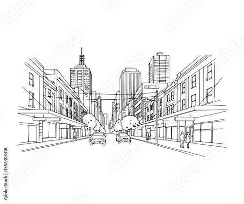 Line Art of Elizabeth Street, Melbourne
