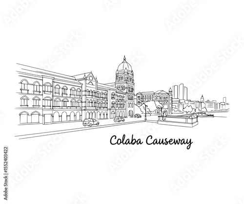 Line Art of Colaba Causeway, Mumbai