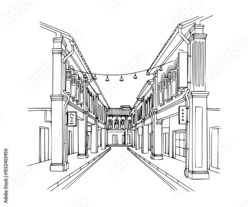 Line Art of Haji Lane, Singapore