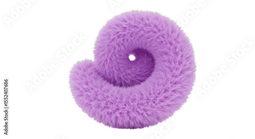 Abstract Lavender Fluffy Spiral Isolated 3D Rendering on Transparent Background