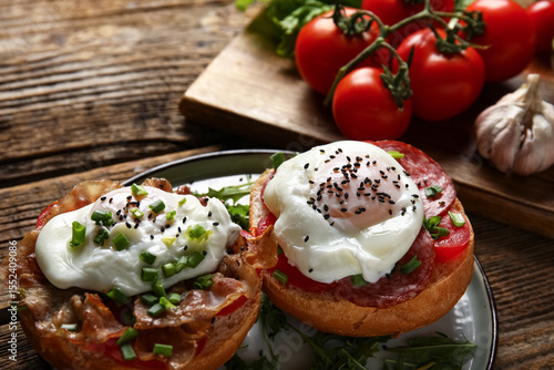 Plate with tasty eggs Bened...