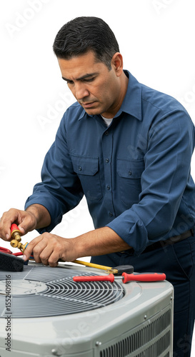 Air Conditioning Repairman Working On Hvac System Transparent Background