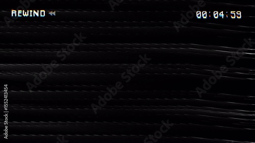 animation VHS video tape rewind screen. 4k video