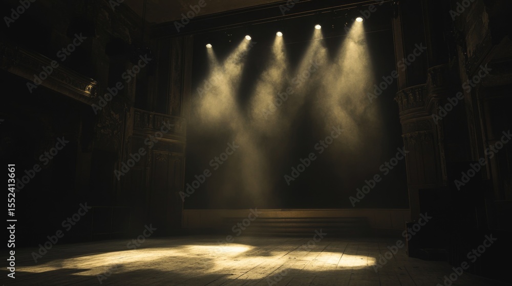 Obraz premium Dramatic stage lighting illuminating dance performance theater photography indoor low angle captivating atmosphere